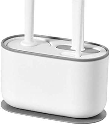 HERCHR Long Handle Toilet Brush and Holder Set - White Deep Cleaning