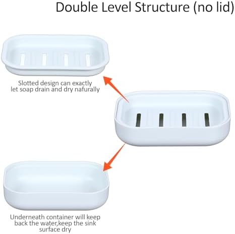 Ptwola 2 Pcs Double Layer Soap Holder for Bathroom Gym Travel
