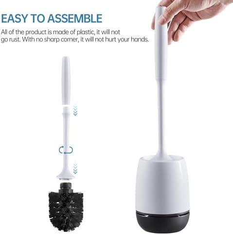VANZAVANZU Toilet Brush with Holder Set for Deep Cleaning