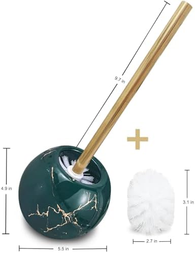 Green Marble Toilet Brush Holder with 2 Brushes