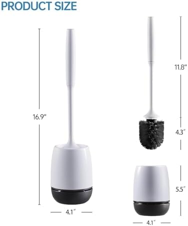 VANZAVANZU Toilet Brush with Holder Set for Deep Cleaning