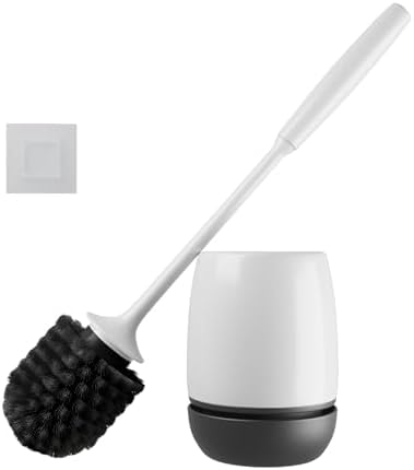 VANZAVANZU Toilet Brush with Holder Set for Deep Cleaning