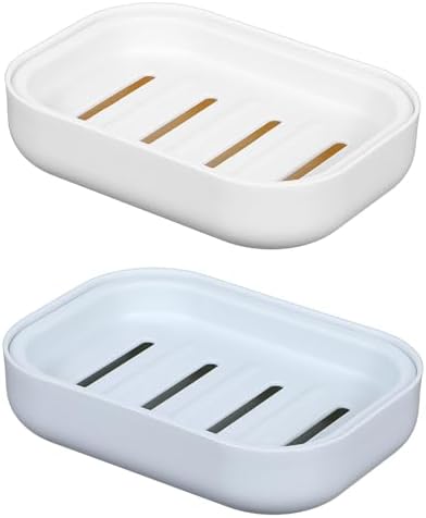 Ptwola 2 Pcs Double Layer Soap Holder for Bathroom Gym Travel