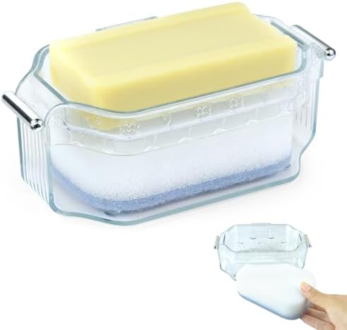 DAOZIJI Bar Soap Holder with Suction Cups and Sponge