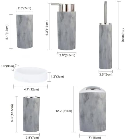 Boho Style 6 Piece Bathroom Accessory Set in Grey
