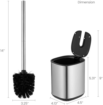 Home Zone Living Toilet Brush with Automatic Lid and Stainless Steel Handle 1