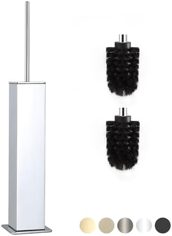 BVL Chrome Toilet Brush with Holder Set