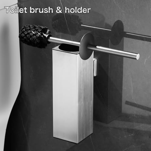 Toilet Brush and Plunger Set With Wall Holder