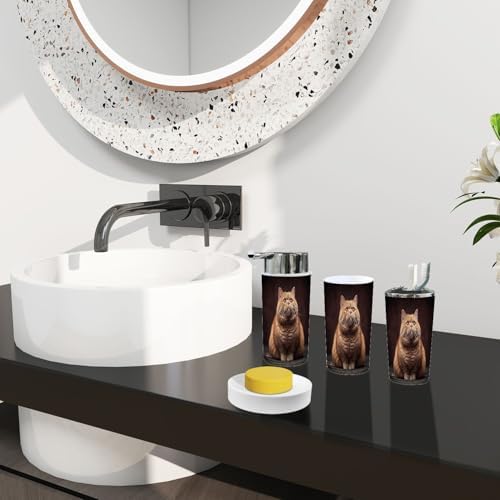 Boho Bathroom Accessory Set 6 Pieces with Trash Can and Toothbrush Holder