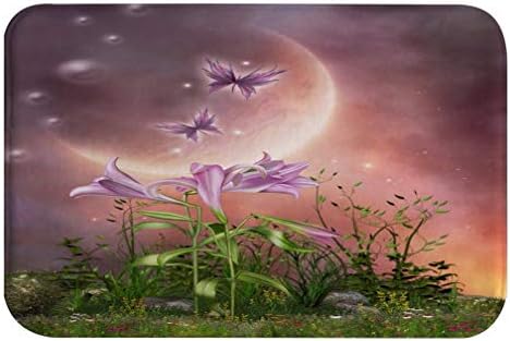 AMonamour Magic Planet Bath Rug with Lily Flower Design