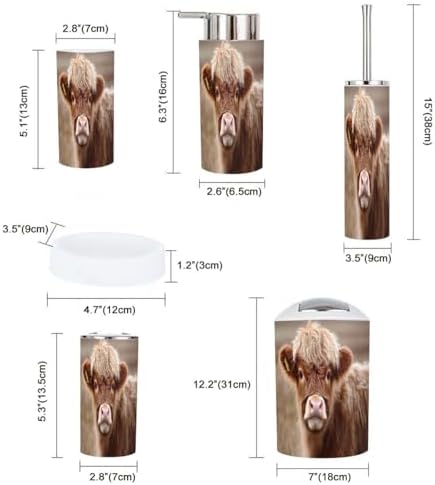Boho Trash Can Set 6 Pieces Modern Bathroom Accessories