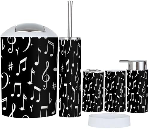 Boho Musical Notes Bathroom Accessory Set 6 Piece