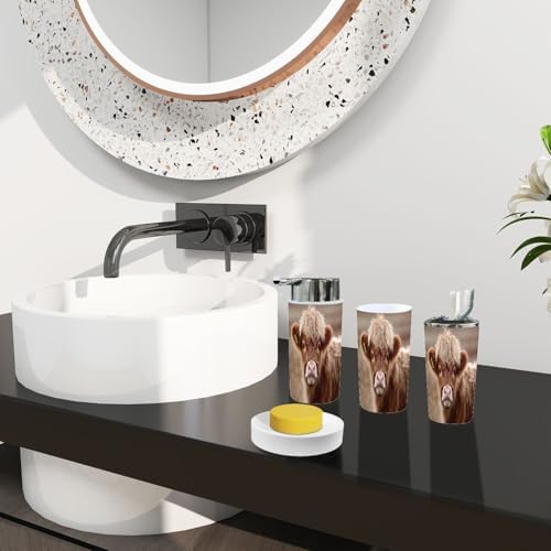 Boho Trash Can Set 6 Pieces Modern Bathroom Accessories