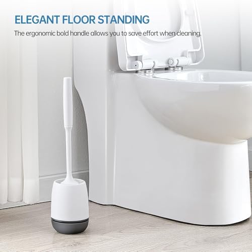VANZAVANZU Toilet Brush with Holder Set for Deep Cleaning