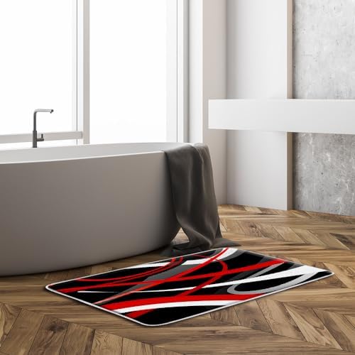 Modern Geometric Bath Mat with Memory Foam