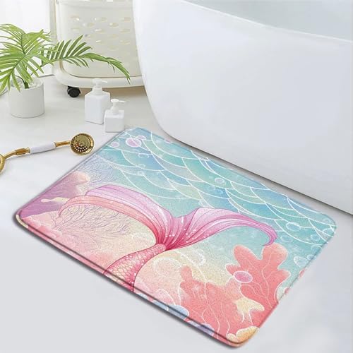 Fantasy Pink Mermaid Bath Rug 16x24 Inch 1