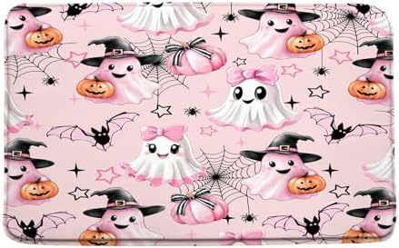Spooky Halloween Bath Mat with Bowknot and Wizard Hat 1