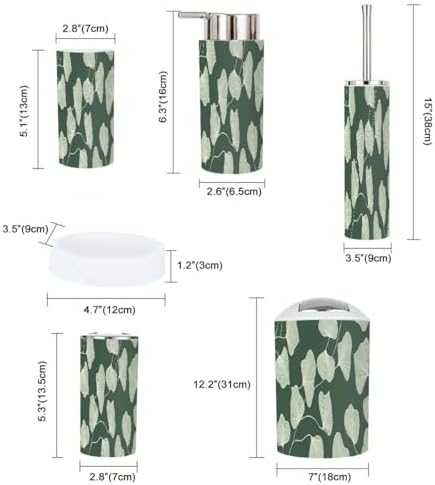 Boho Tropical Leaf Bathroom Accessory Set 6 Piece
