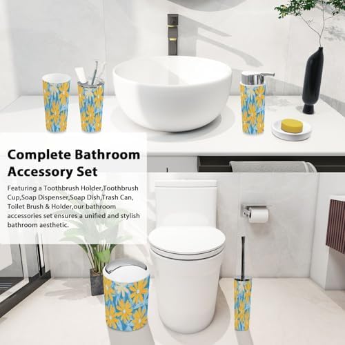 Boho Floral Bathroom Accessory Set 6 Piece