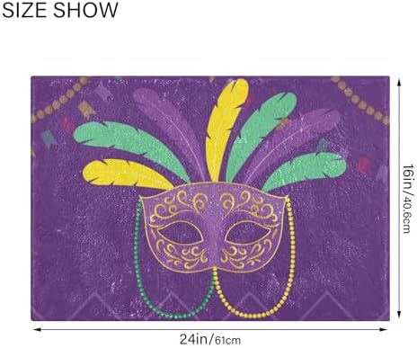 YETTASBIN Mardi Gras Mask Bath Mat Set 1