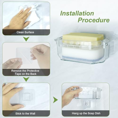 DAOZIJI Bar Soap Holder with Suction Cups and Sponge