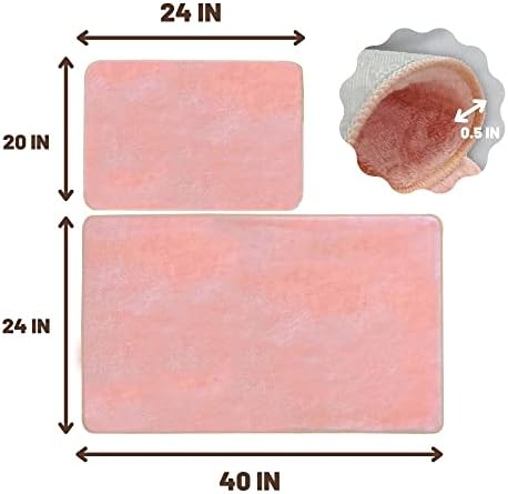 VHD Plush Bath Mat Set 24x40 in 20x24 in Pink 1