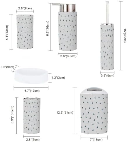 Boho Dinosaur Footprints Gray Bathroom Accessories Set 6 Piece