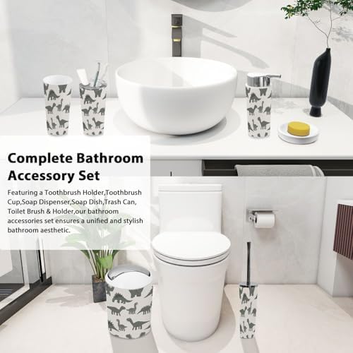 Boho Dinosaur Bathroom Accessory Set 6 Piece 1