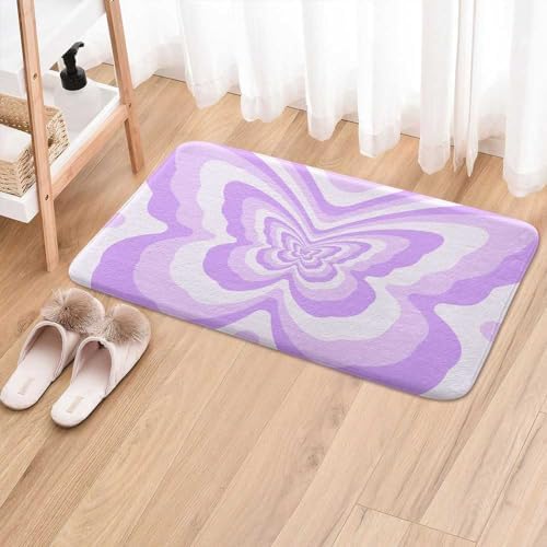 YDIDIAN Abstract Purple Butterfly Bath Mat 17X29IN 1