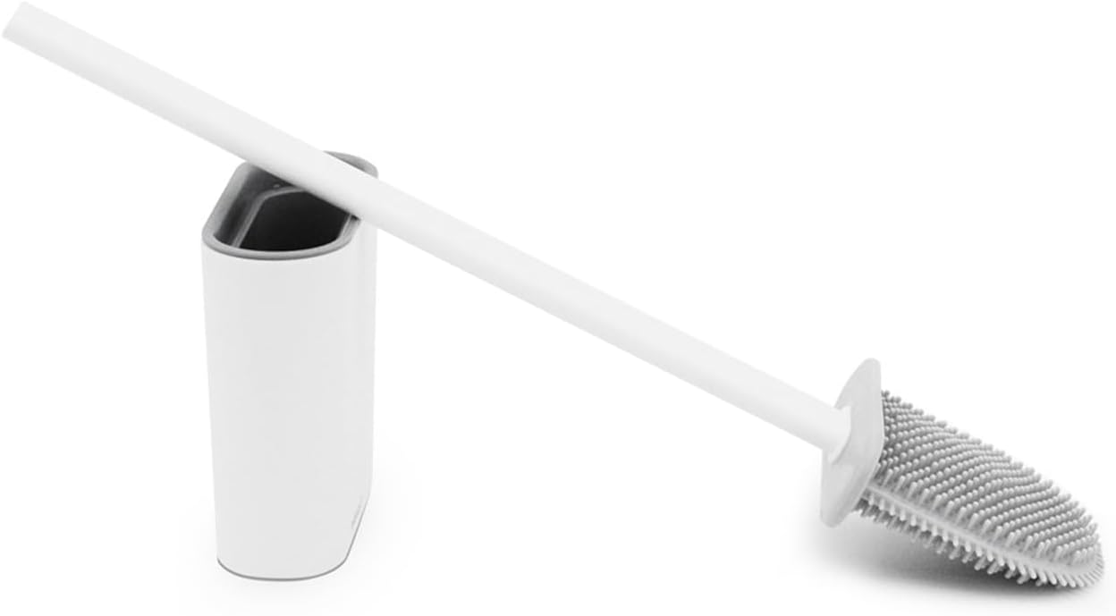 BBhouse Toilet Brush and Holder Set - Flexible Silicone Bristles