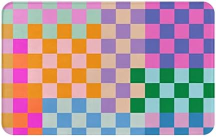 Checkered Rainbow Bath Mat 20x30 Non Slip