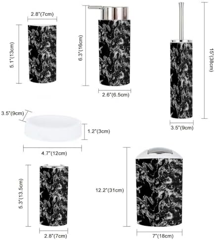 TRANQDEHOM 6-Piece Boho Marble Texture Bathroom Accessory Set