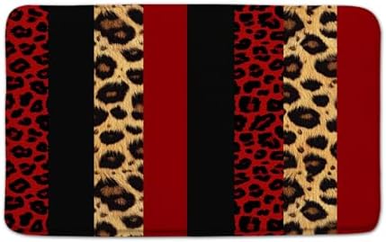Red Leopard Print Bath Rug with Anti-Slip Backing 1