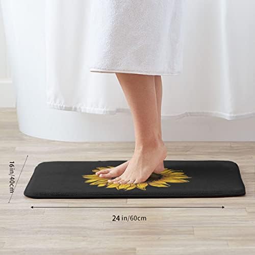 Sunflower Pattern Bathroom Rug with Non-Slip Back