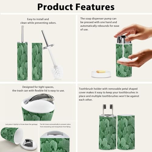 Boho Ginkgo Leaf Bathroom Accessory Set 6 Piece