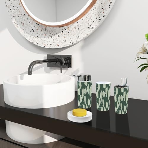 Boho Tropical Leaf Bathroom Accessory Set 6 Piece
