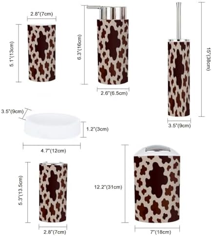 Boho Cow Skin Bathroom Accessory Set 6 Piece