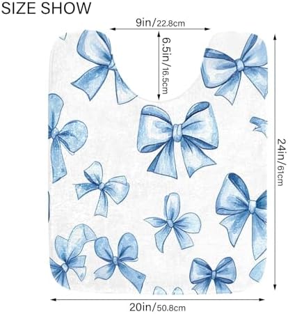 YETTASBIN Blue Bow Rectangle Bath Mat Set 1