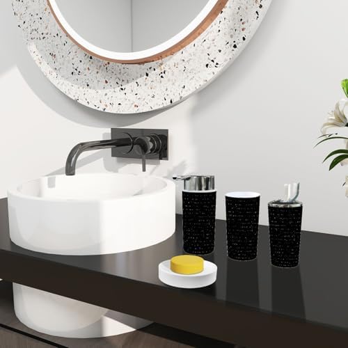Boho Bathroom Accessory Set 6 Piece White Drum Symbols