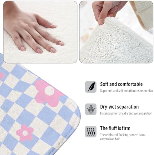 Vigesun Flower Bath Rug Non Slip Plush 16x24 Pink Purple
