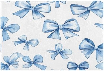 YETTASBIN Blue Bow Rectangle Bath Mat Set 1