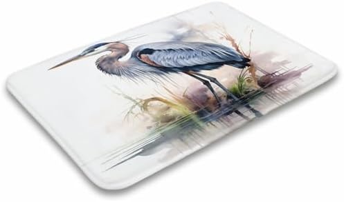 HighonHi Blue Heron Bath Rug 16x24 Non-Slip Absorbent Carpet