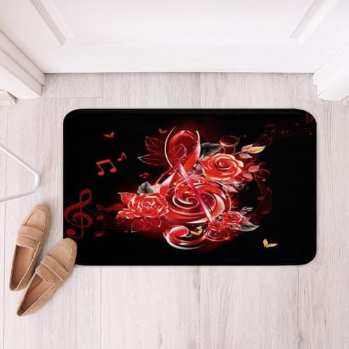 Jejeloiu Red Music Note Bathroom Rug 20x32