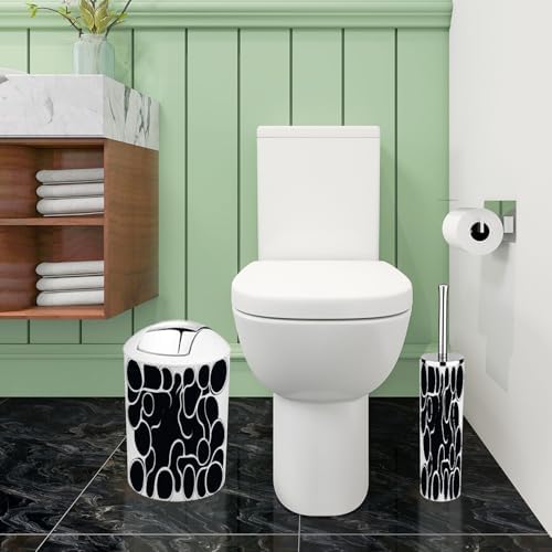 Boho Black White Metaballs Pattern Bathroom Accessory Set 6 Piece