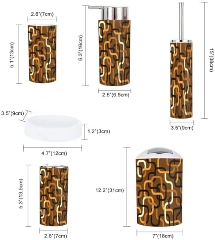 Boho Abstract Geometric Chain Bathroom Accessories Set 6 Piece