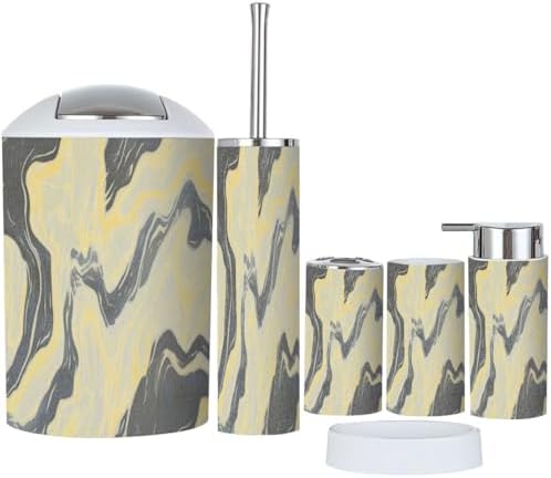 Boho Marble Bathroom Accessory Set 6 Piece