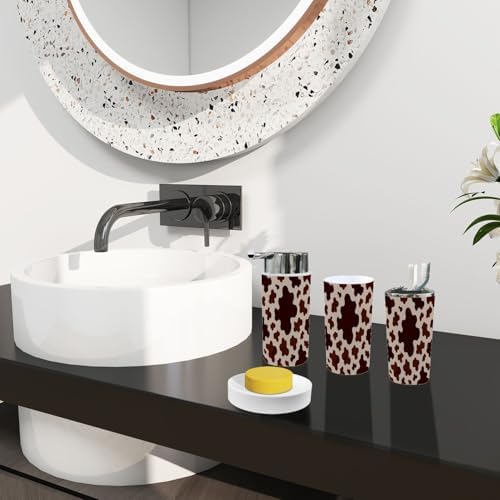 Boho Cow Skin Bathroom Accessory Set 6 Piece