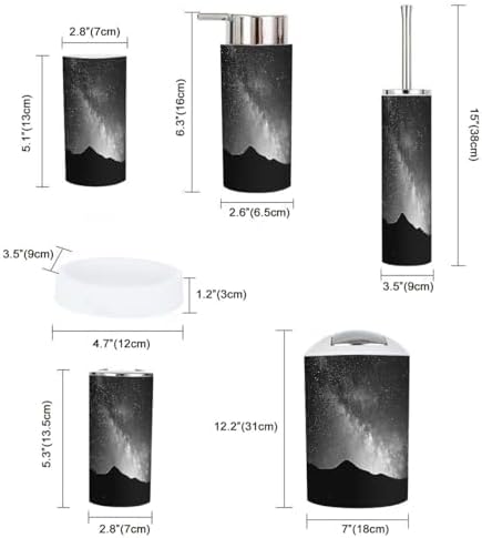 Boho Mountain Silhouette Bathroom Accessory Set 6 Piece
