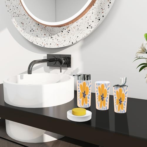 Boho Floral Bathroom Accessory Set 6 Piece 1