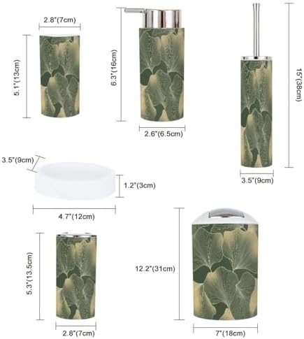 TRANQDEHOM 6-Piece Boho Foliage Bathroom Accessory Set